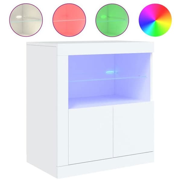 vidaXL Buffé med LED-lampor vit 60,5x37x67 cm 836616
