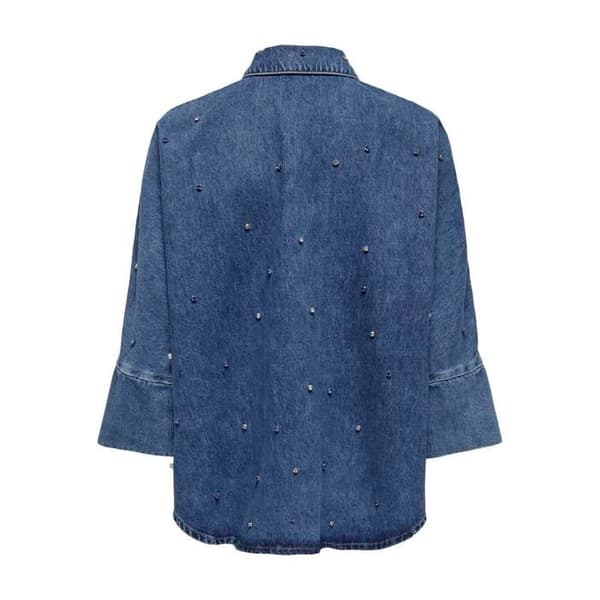 Blus 3/4 dam Only Grace mellanblå denim jag