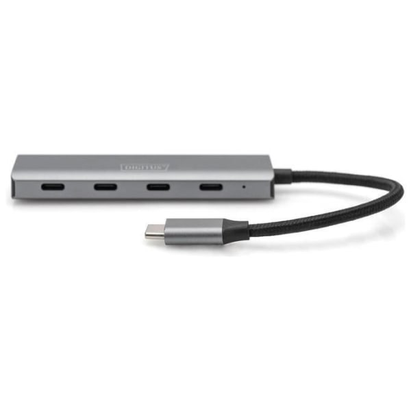 DIGITUS 4-portars USB-C-hubb - USB 3.1 Gen 1-4X USB-C - upp till 5 Gbps - Plug & Play - Aluminiumhölje - Mörkgrå