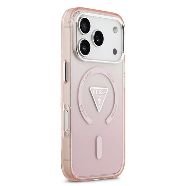 Coque Guess IML Gradient Triangle Logo MagSafe för iPhone 17 Pro - Rosa Rosa