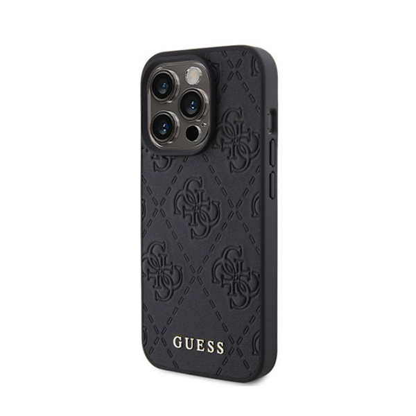 Etui för iPhone 15 Pro - Guess - Läder 4G - Svart - Semi-hård - Unisex Svart