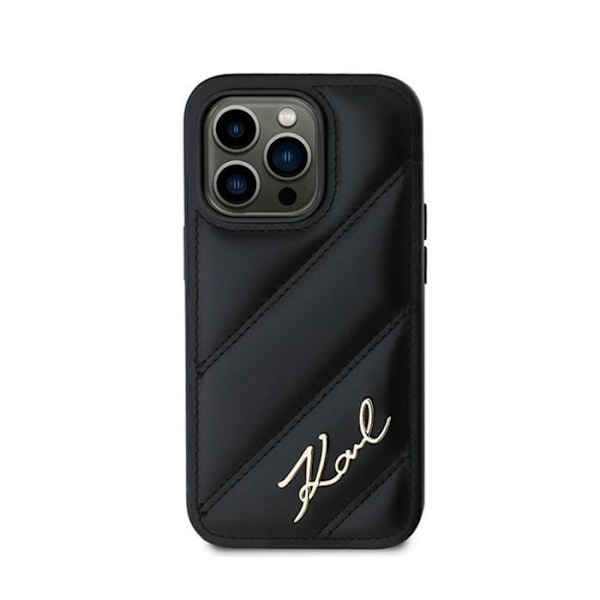 Mobilskal - Karl Lagerfeld - iPhone 14 Pro Max - Svart - Ekologiskt läder - Vadderad Svart