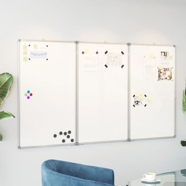 Fällbart magnetiskt whiteboard 150x100x1,7 cm aluminium Vit
