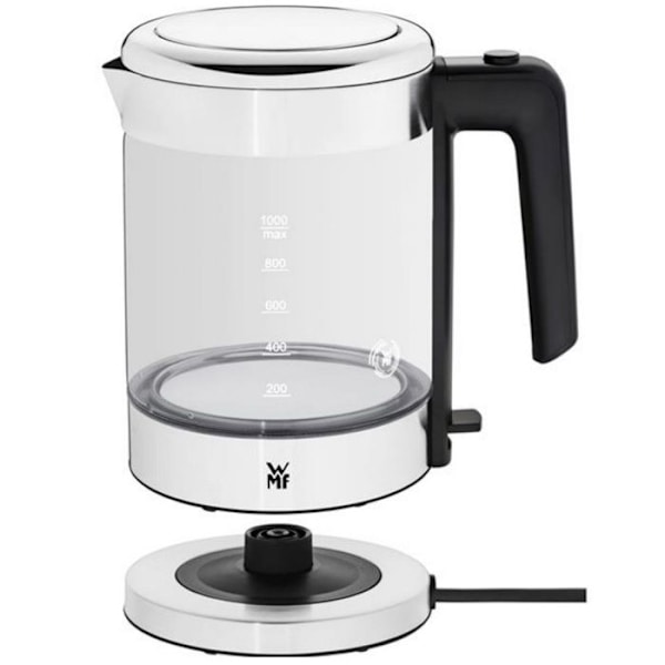WMF KÜCHENminis Vattenkokare - Svart, Transparent - 1 L - 1900 W - Glas - Knappar - Anti-kalksystem Svart, klar
