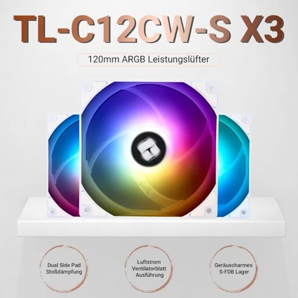 Thermalright TL-C12CW-S X3 CPU-fläkt 120 mm Vit ARGB