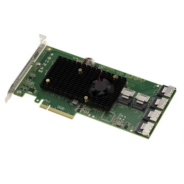 PCIe 2.0 SAS 6GB 24 internportar styrkort. OEM modell SAS 2008 + SAS 2X36