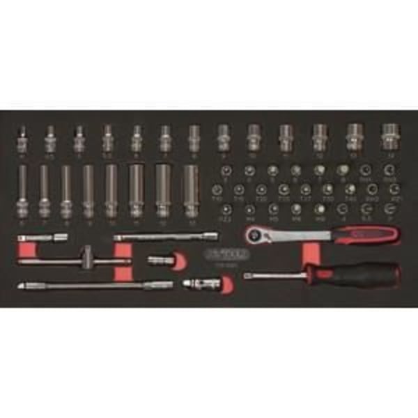 Modul - KS TOOLS - 713.1020 - Modul med hylsor och tillbehör Ultimate - 1/4" - 54 delar Röd