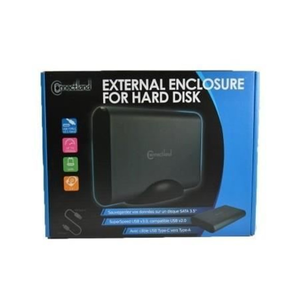 Extern 3,5" USB-3.1 SILVER CONNECTLAND box - USB typ C anslutning för hårddisk och SSD Ref: 1908103- BE-USB3.1-