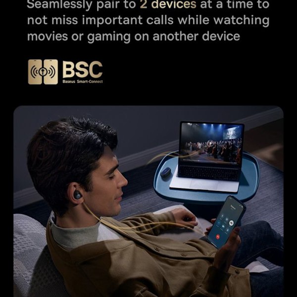 Trådlösa hörlurar - Baseus - Bowie MA20 Pro - Bluetooth 5.3 - Brusreducering - Svart Cluster Svart
