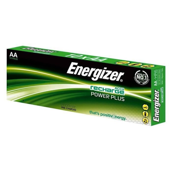 Box med 10 uppladdningsbara batterier Accu recharge Powerplus -HR06 AA - 2000 mAh - 1,2V