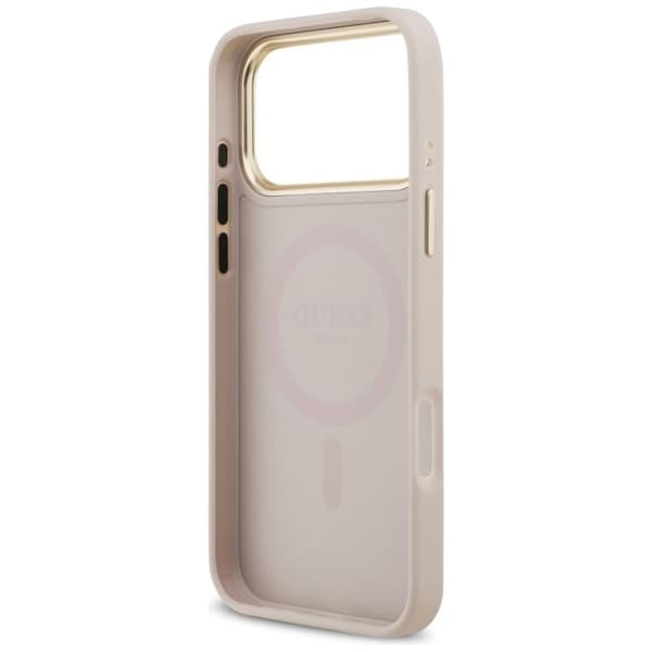 Coque Guess Grained Strass Logo MagSafe för iPhone 17 Pro Max - Rosa Rosa