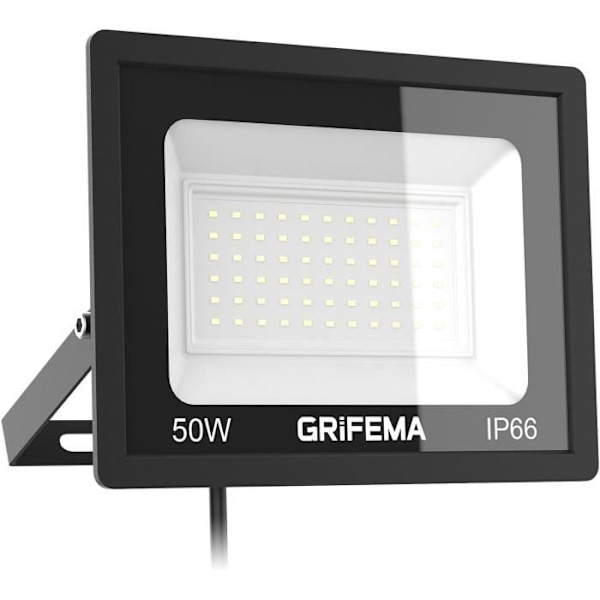 LED Utomhusprojektor - GRIFEMA - 50W - 5500LM - 6500K Kall Vit - IP66 Vattentät Vit