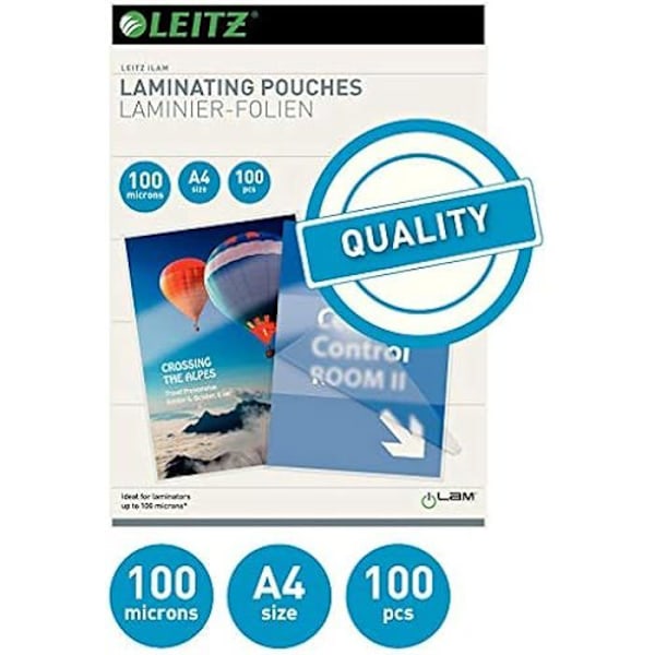 Laminering - LEITZ - Fickpåsar A4 - 100 enheter - Blank - Transparent - Tjocklek 100 mikron