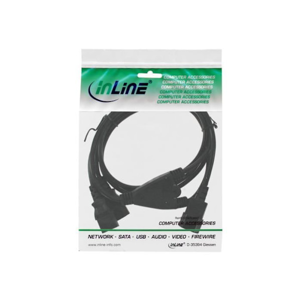 InLine Y-kabel Strömdelare CEE 7-7 (M) för IEC 60320 C13 5 m svart Tyskland, Europeiska unionen