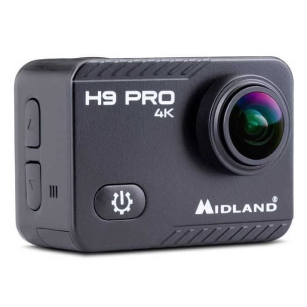 Midland H9 Pro Action-kamera, ultratunn och vattentät 4K-kamera, kamera för vloggning, vidvinkel, app och Wi-FI, 20 MP, Li-I-batteri