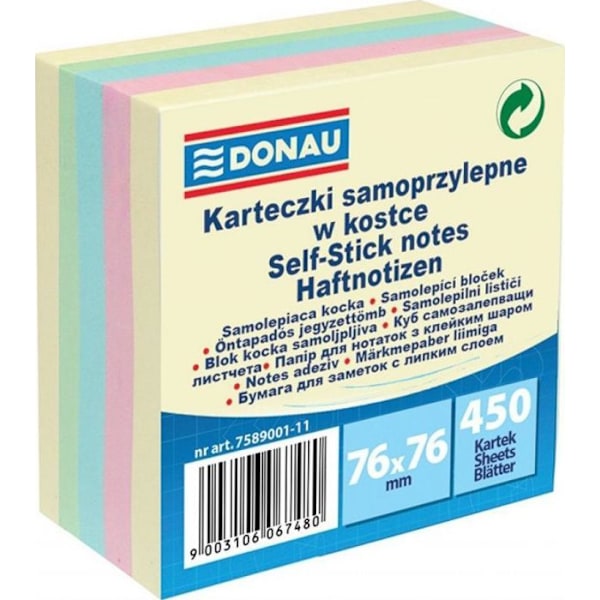 Blocnot - block av papper Donau - 7586012-99 - BILBLOCK .76X76 BLANDNING AV FÄRGER 12PCS.