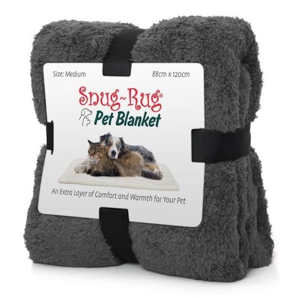 Täcke - Snug Rug - Sherpa fleece - Mjuk och varm - Storlek M 120x88cm - Grå Grå