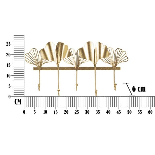 Väggkrok Design 5 Krok "Löv" 49cm Guld guld-