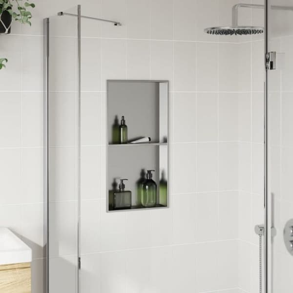Nischdusch i borstat silver 32x62x9 cm rostfritt stål