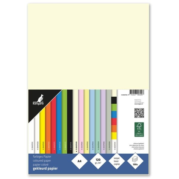 Skrivarpapper - förpackning - rulle Kangaro - K-0043F435 - Set med 100 ark A4-papper 120 g Beige