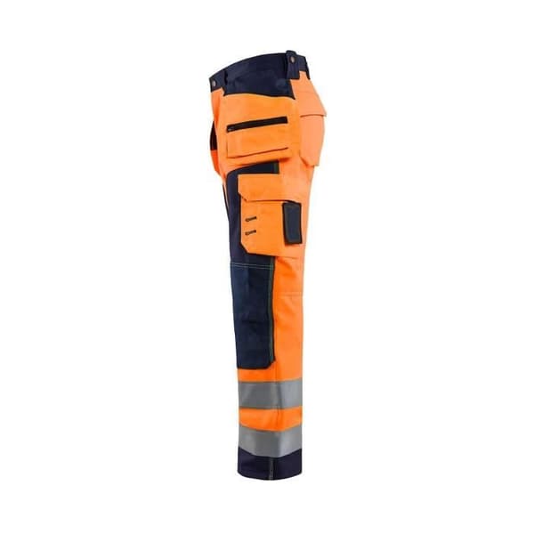 Högsynlig softshell arbetsbyxa Blaklader Neon orange/marinblå 54