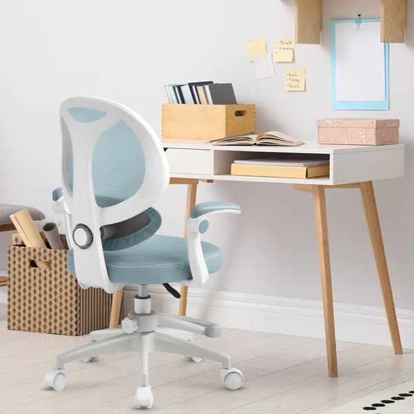 Junior skrivbordstol - MARK ADLER - Junior 4.5 - Blå - Ergonomisk - Fällbara armstöd Vit