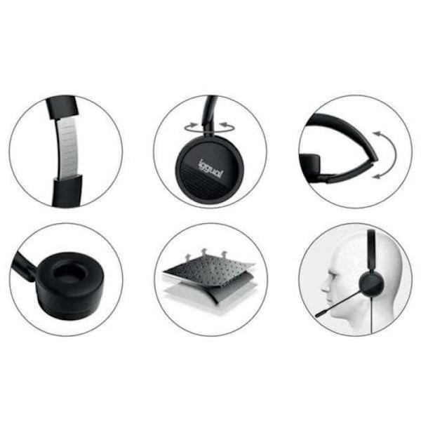 Headset med mikrofon iggual Dual Tech Black