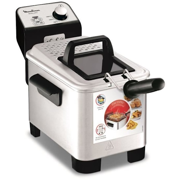 MOULINEX Semi-professionell elektrisk fritös, 3 L, Nedsänkt värmeelement, Kontrollerad temperatur, Droppläge AM338070 Rostfritt stål