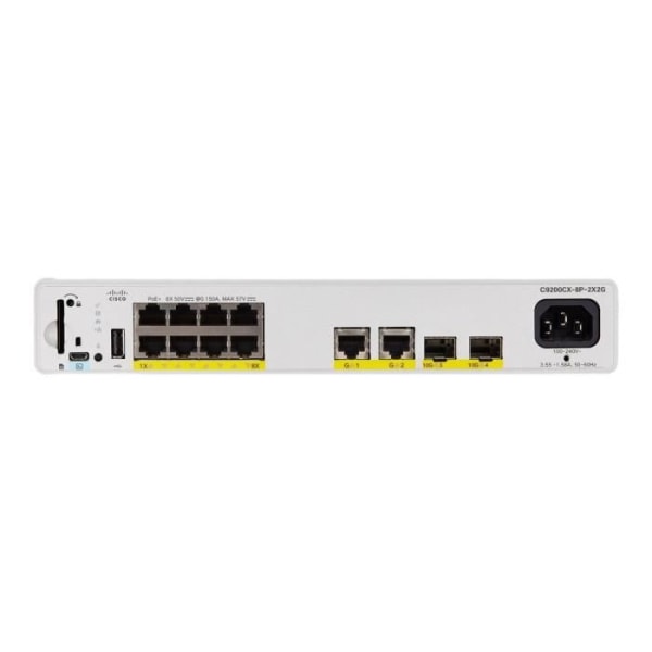 - Cisco - Cisco Catalyst 9200CX - Network Essentials - Switch - kompakt - 8 portar - Managed - Rackmonterbar