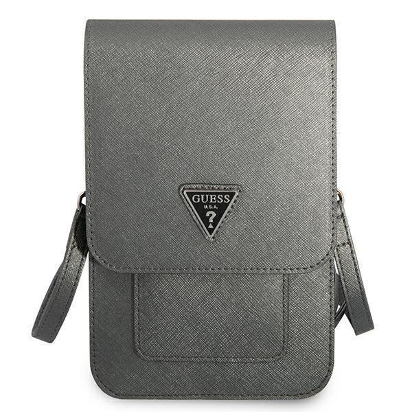 Guess Wallet Saffiano Triangle-logotyp telefonväska (grå) - 3666339050504