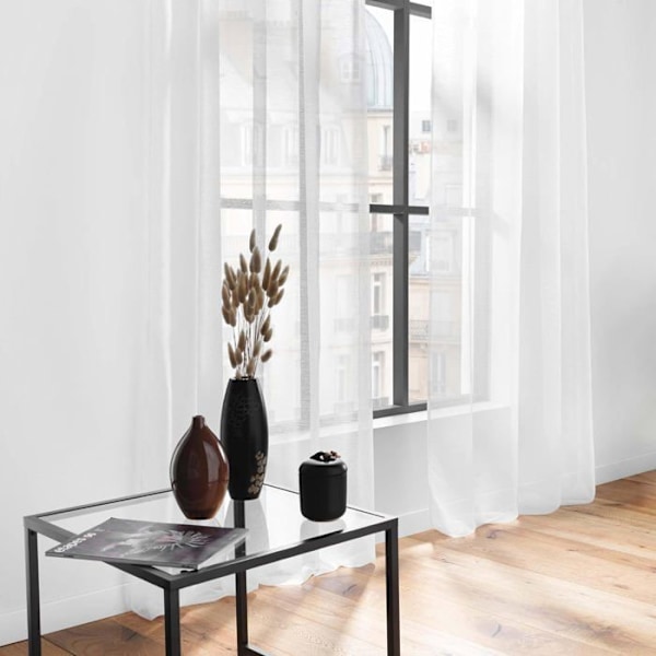 Voile Gardin - Paris Prix - Lisséa - 140x240 cm - 100% Polyester - Vit - Tvättbar i 30°C Vit