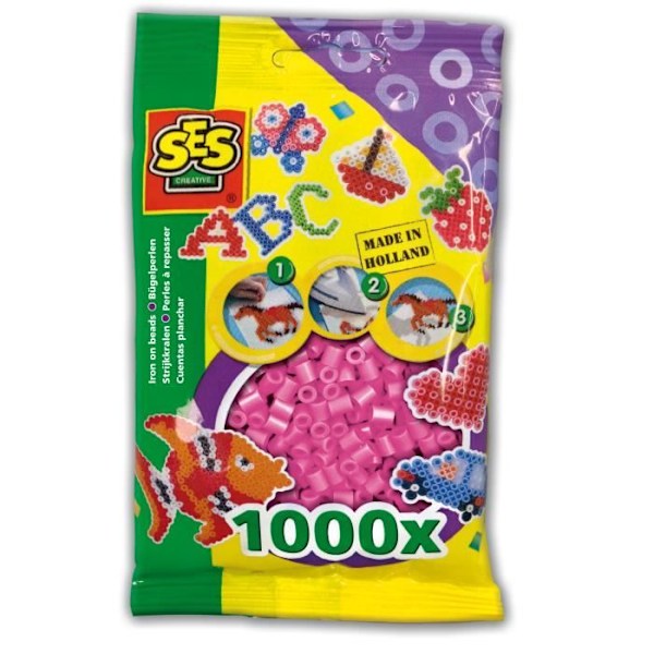 Lot med 1000 strykperlor SES CREATIVE - Rosa Rosa