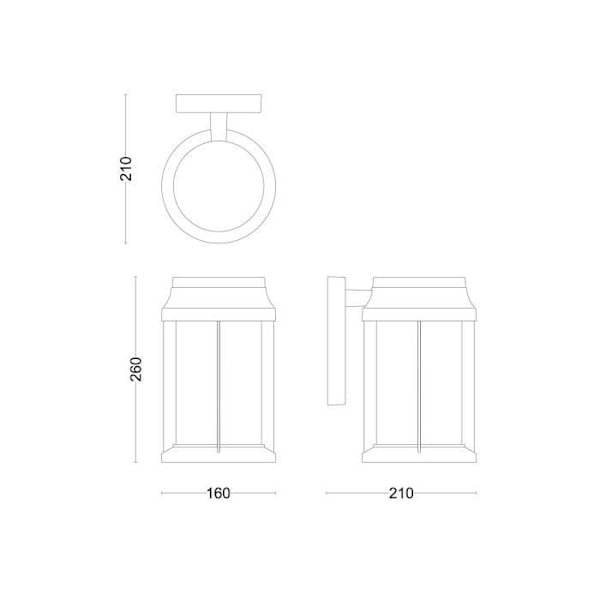 Utomhusvägglampa - PHILIPS - BELLINI - E27 - IP44 - Aluminium, Glas - Svart Svart