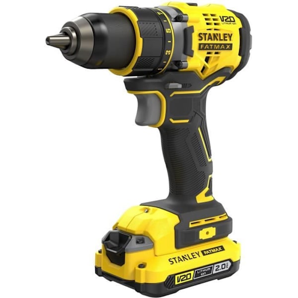 80 Nm borstlös litiumborrmaskin 18V - 2 batterier 2Ah - STANLEY FATMAX V20 - SFMCD720D2K-QW