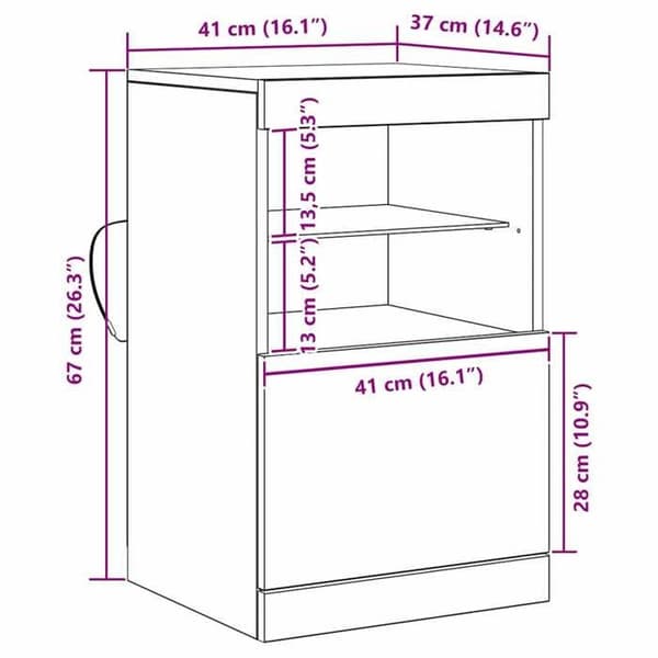 vidaXL Buffé LED Gamla trä 41 x 37 x 67 cm Ingenjörsträ 863036