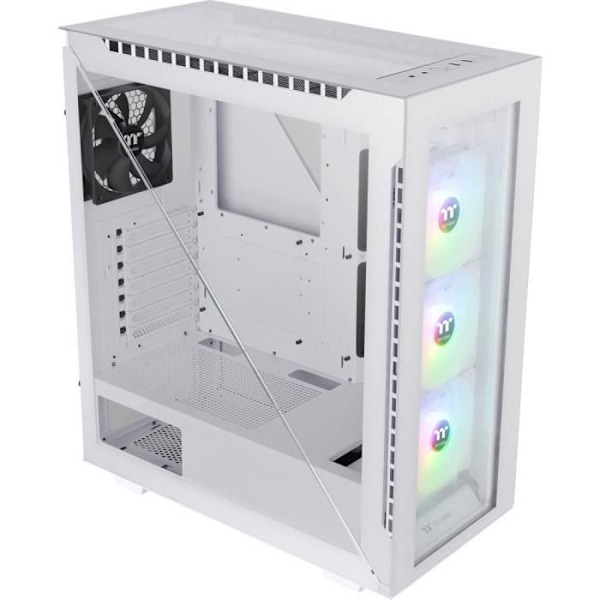 Thermaltake Divider 500 TG Snow ARGB White Tower midi White PC-fodral 3 LED-fläktar förinstallerade, 1 fläkt p