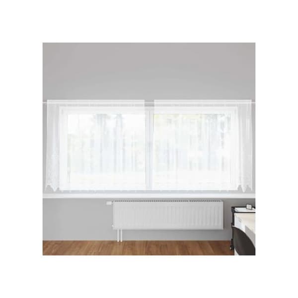 Blommönstrad spetsgardin - vidaXL - 160x300 cm - Vit - Polyester - Ljusfilterande - Lätt - Hållbar Vit