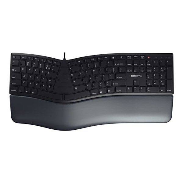 Ergonomiskt tangentbord - CHERRY - KC 4500 ERGO - Trådbundet - Vadderat handledsstöd - QWERTY Svart