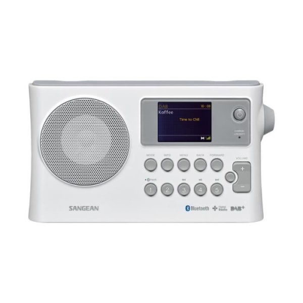 DAB+ FM-RDS-mottagare - SANGEAN - BTR-160 - Bluetooth - 2,4" LCD-skärm - 10 förprogrammerade stationer Vit