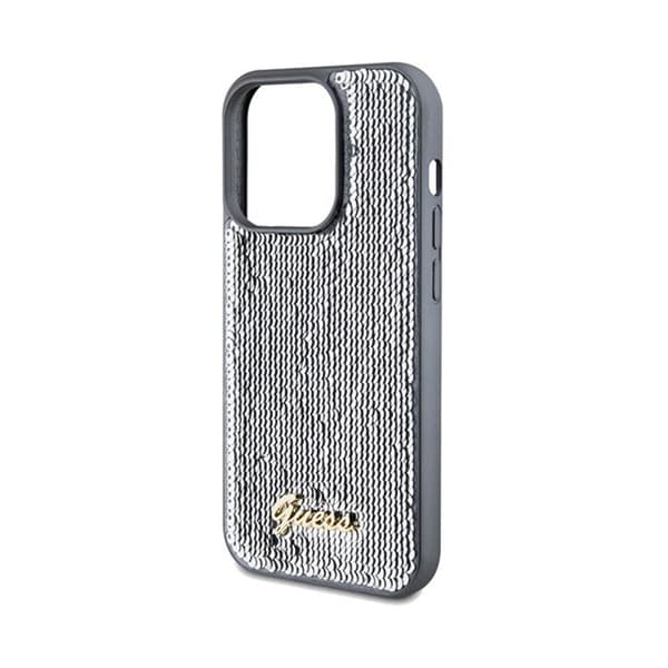 Guess Sequin Script Metal - Fodral för iPhone 14 Pro (silver)
