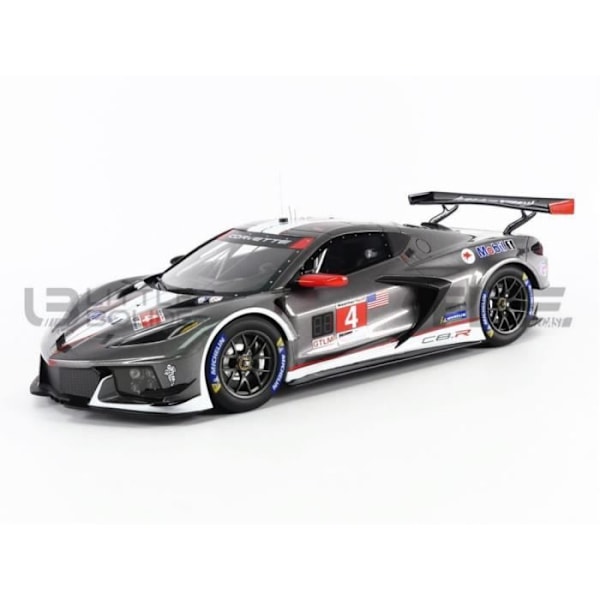 Miniatyrsamlingsbil - TOP SPEED 1/18 - CHEVROLET Corvette C8.R - Sebring 2021 - Grå / Röd - TS0340