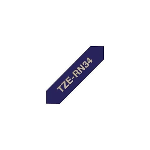 Brother Ribbon - TZERN34 - Guld på midnattsblått 12 mm - Rulle (1,2 cm x 4 m) - Termisk överföring