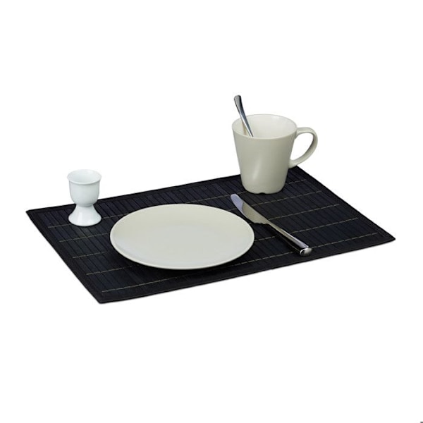 Relaxdays Bordstablett, 6 unders, rektangulär, 45 x 30 cm, för matsalen eller köket, svart svart