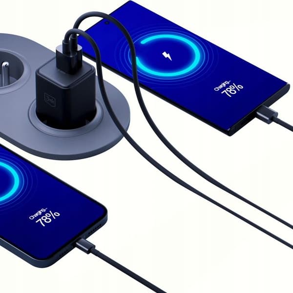 Laddare 3mk Hyper GaN 20 W QC4+ PD PPS USB-C USB-A Svart