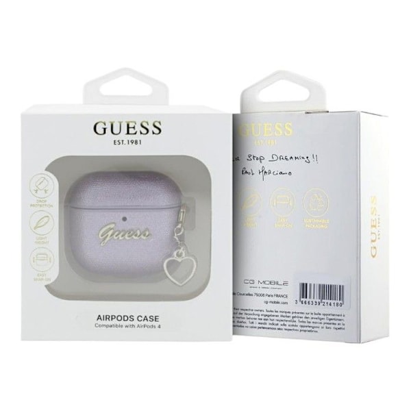 Etui för AirPods 4 med metallberlock Guess (lila)