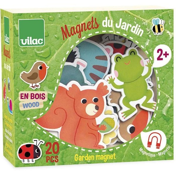 Utbildningsspel - Vilac - 8026 - Magneter Trädgård - Massivt trä - För barn från 24 månader till 8 år Grön