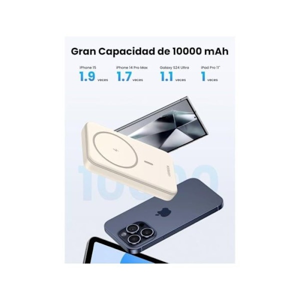 Magnetiskt externt batteri - UGREEN - Nexode - 10000mAh - 20W snabbladdning - Kompatibel iPhone 12-16 Beige