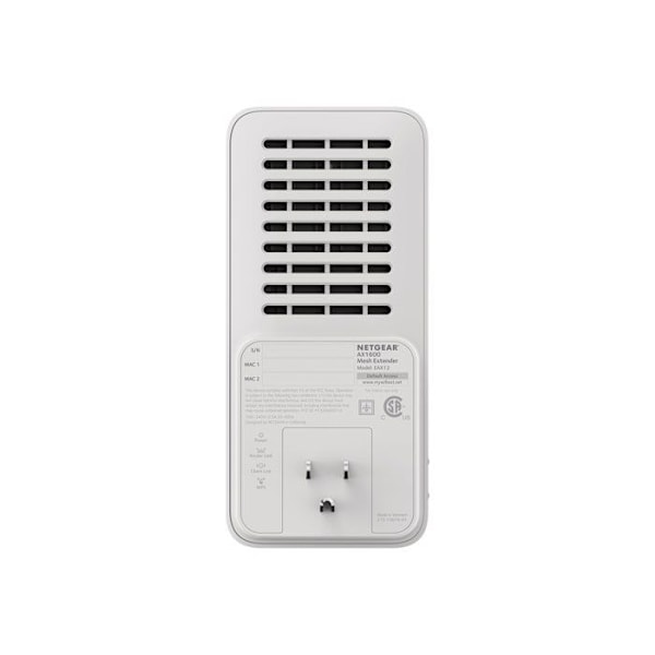 Mesh Wifi 6-repeater - NETGEAR - EAX12 - Täckning upp till 100 m² - Hastighet 1200 Mbit/s - 2,4-5 GHz