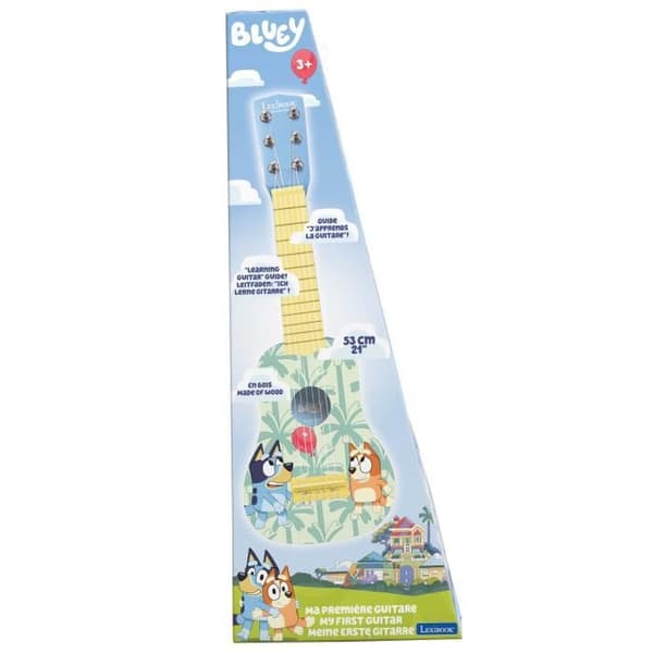 Lexibook, Bluey, Min Första Gitarr för Barn, 6 Nylonsträngar, 53 cm, Guide Ingår, Från 3 år