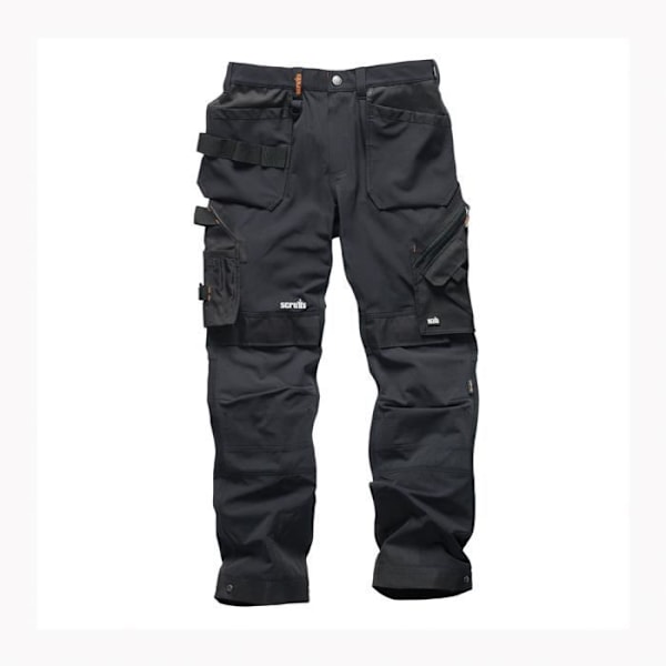 Arbetsbyxor - Scruffs - Pro Flex Plus - Svart - Tight fit - Fickor för verktyg Svart 34